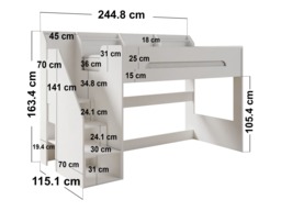 Flair Stepaside Staircase L Shaped Triple Bunk Bed White - thumbnail 4