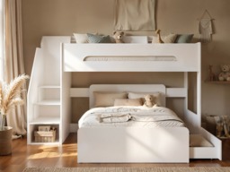 Flair Stepaside Staircase L Shaped Triple Bunk Bed White - thumbnail 2