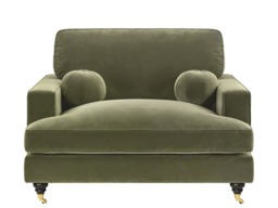 SOLACE+CO Addison Loveseat with Caster Legs Khaki Green Velvet - thumbnail 3