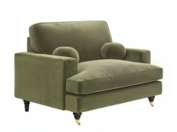 SOLACE+CO Addison Loveseat with Caster Legs Khaki Green Velvet - thumbnail 4
