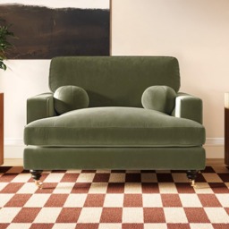 SOLACE+CO Addison Loveseat with Caster Legs Khaki Green Velvet - thumbnail 1