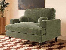 SOLACE+CO Addison Loveseat with Caster Legs Khaki Green Velvet - thumbnail 2