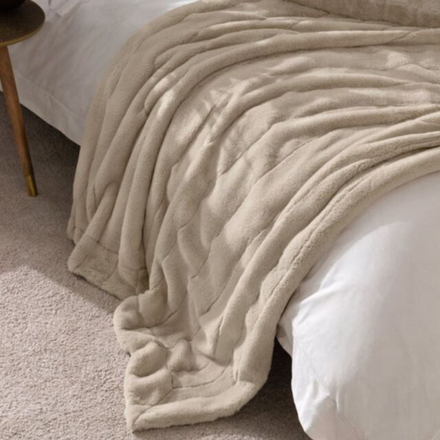 Paoletti Empress Faux Fur Throw-Oatmeal-130cm x 180cm - image 1