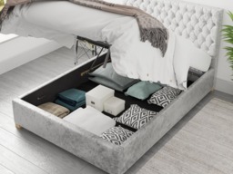 Aspire Monroe Ottoman Bed Mirazzi Velvet Silver - SuperKing - thumbnail 4