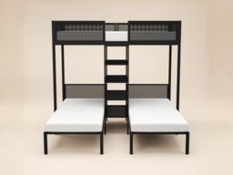 "Flair Axton Triple Bunk Bed with Shelves Black Metal " - thumbnail 4