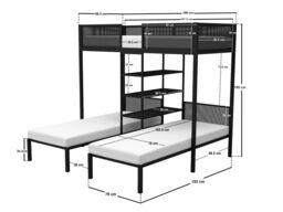 "Flair Axton Triple Bunk Bed with Shelves Black Metal " - thumbnail 5