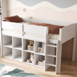 Flair Loop Mid Sleeper Bed Cube Unit Set White - thumbnail 1