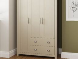 GFW Lancaster 3 Door 2 Drawer Wardrobe-Cream - thumbnail 2