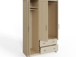 GFW Lancaster 3 Door 2 Drawer Wardrobe-Cream - thumbnail 5
