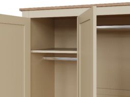 GFW Lancaster 3 Door 2 Drawer Wardrobe-Cream - thumbnail 7