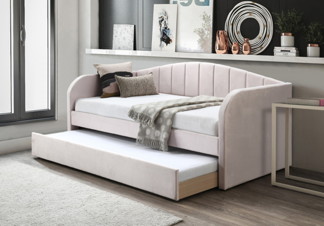 Flintshire Fabric Day Bed with Trundle-Pink - image 1