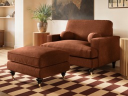 SOLACE+CO Addison Footstool with Caster Legs Burnt Orange Chenille - thumbnail 5