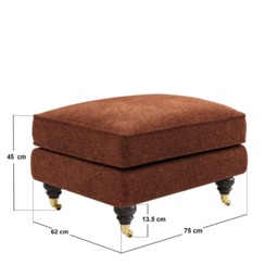 SOLACE+CO Addison Footstool with Caster Legs Burnt Orange Chenille - thumbnail 4