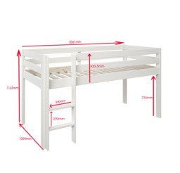 Noomi Nora Solid Wood Mid Sleeper Craft Cabin White (FSC-Certified) - thumbnail 6