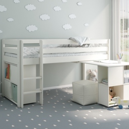 Noomi Nora Solid Wood Mid Sleeper Craft Cabin White (FSC-Certified) - thumbnail 1