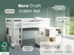 Noomi Nora Mid Sleeper Craft Cabin White Solid Wood (FSC-Certified) - thumbnail 2