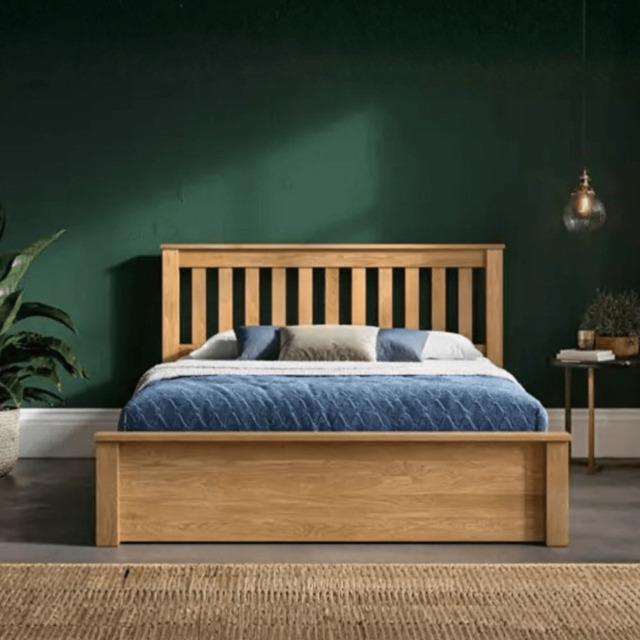 Emporia Beds Monaco Solid Oak Ottoman Bed with Storage - Double