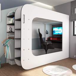 Trasman Loft Pod Single Gaming High Sleeper Bed with Desk and Sofa