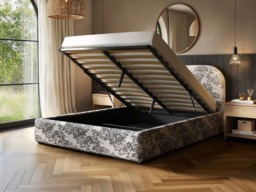 Flair Alba Tree Print Ottoman Bed Beige-Double - thumbnail 2