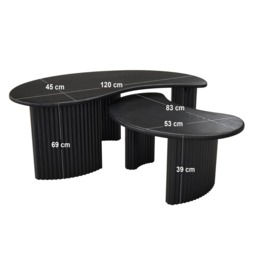 SOLACE+CO Clio Coffee Table Set Black - thumbnail 4