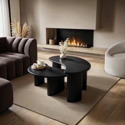 SOLACE+CO Clio Coffee Table Set Black - thumbnail 1
