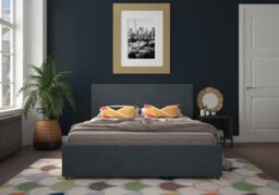 Novogratz Kelly Linen Storage Bed Frame-Navy-Double - thumbnail 3