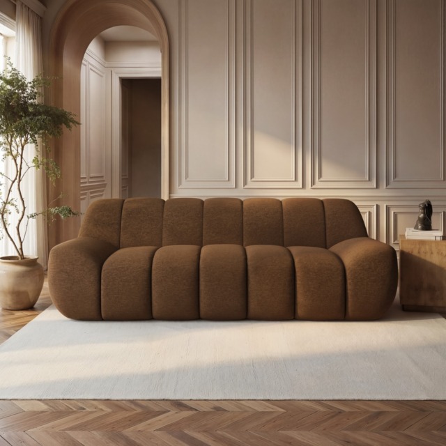 SOLACE+CO Macy Large 3 Seater Sofa Chenille Brown - image 1