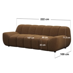 SOLACE+CO Macy Large 3 Seater Sofa Chenille Brown - thumbnail 3