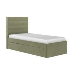 Flair Ari Upholstered Single Bed With Trundle Olive Green Velvet - thumbnail 4