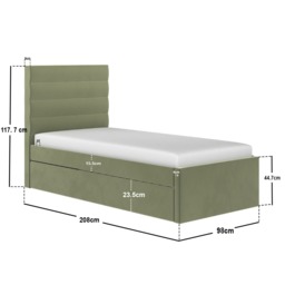 Flair Ari Upholstered Single Bed With Trundle Olive Green Velvet - thumbnail 6