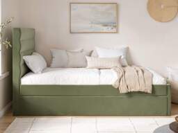 Flair Ari Upholstered Single Bed With Trundle Olive Green Velvet - thumbnail 3