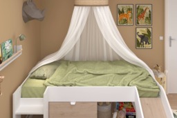 Parisot Tobo Mid Sleeper Bed with Slide & Storage White & Oak - thumbnail 6