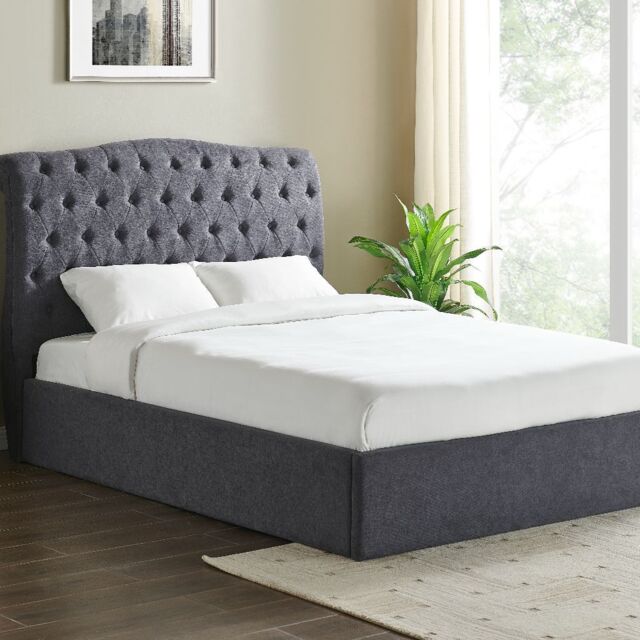 Limelight Rosa Ottoman Fabric Bed -Kingsize-Dark Grey - image 1