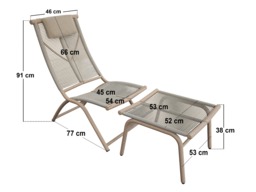 SOLACE+CO Esen Set of 2 Garden Lounge Chairs with Footstool Beige - thumbnail 5