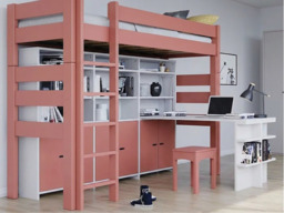 Mathy by Bols Dominique 186 High Sleeper with Bookcase-Pearl Grey - thumbnail 2