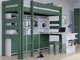 Mathy by Bols Dominique 186 High Sleeper with Bookcase-Pearl Grey - thumbnail 7