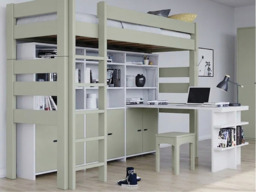 Mathy by Bols Dominique 186 High Sleeper with Bookcase-Pearl Grey - thumbnail 3