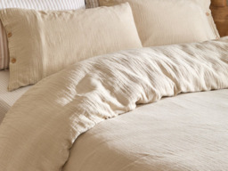 Yard Lark Cotton Muslin Duvet Cover Set-Natural-Single - thumbnail 2
