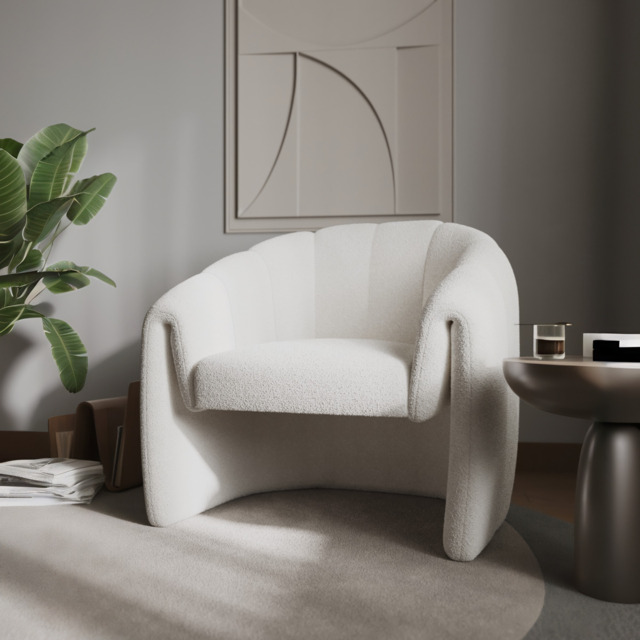 Flair Nolia Boucle Accent Chair White - image 1