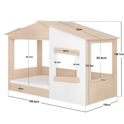 Flair Dreamland Montessori House Floor Bed Oak & White - thumbnail 5