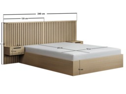 SOLACE+CO Taylor Double Hotel Ottoman Bed with Side Tables Light Wood - thumbnail 6