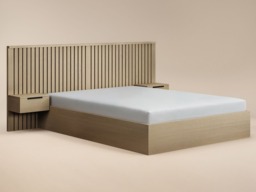 SOLACE+CO Taylor Double Hotel Ottoman Bed with Side Tables Light Wood - thumbnail 4