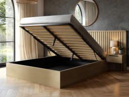 SOLACE+CO Taylor Double Hotel Ottoman Bed with Side Tables Light Wood - thumbnail 3