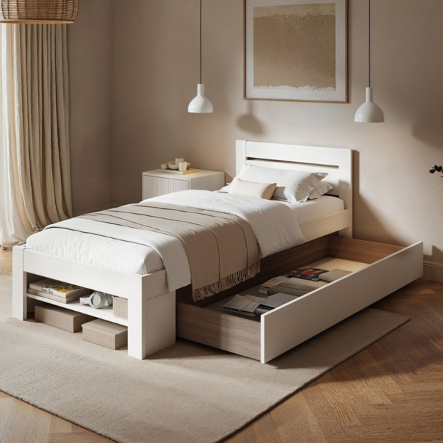 Noomi Pradis Single Storage Bed White (FSC-Certified) - image 1