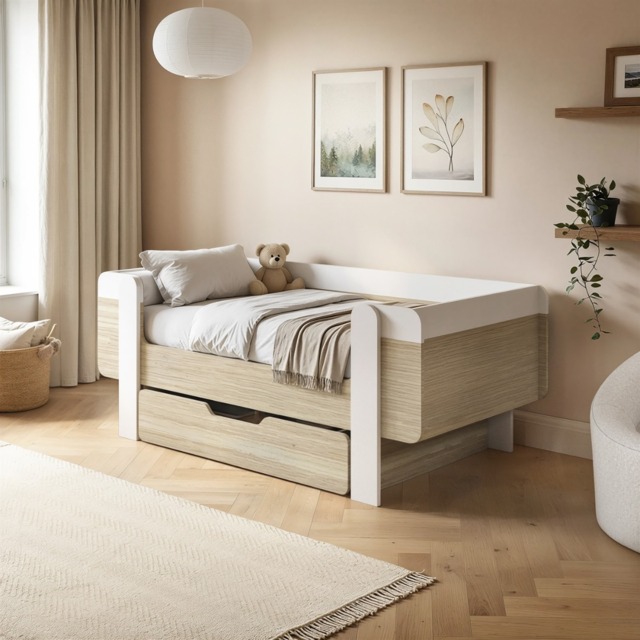 Flair Alfie Wooden Toddler Bed White & Oak - image 1