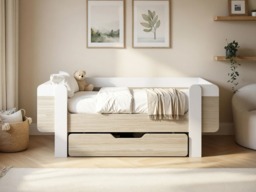 Flair Alfie Wooden Toddler Bed White & Oak - thumbnail 2