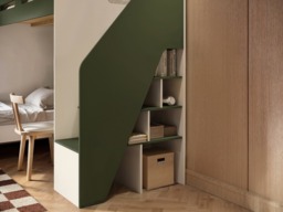 Flair Alpha Staircase L Shaped Bunk Bed with Desk Green & Beige - thumbnail 3