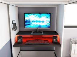 Trasman High Sleeper Loft Gaming Bed with Desk and Wardrobe - thumbnail 4