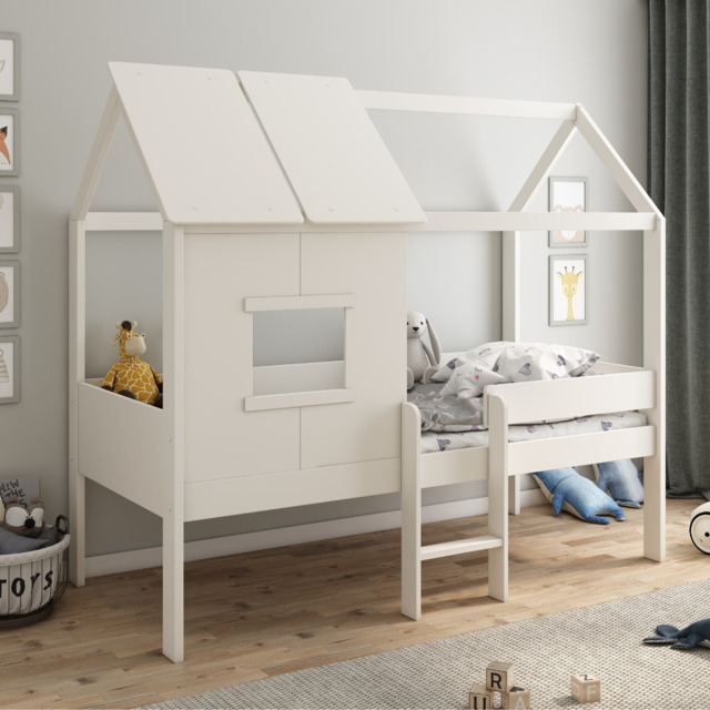 "Kids Avenue Ordi Mini Playhouse Mid Sleeper Treehouse Bed White " - image 1
