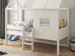 "Kids Avenue Ordi Mini Playhouse Mid Sleeper Treehouse Bed White " - thumbnail 3